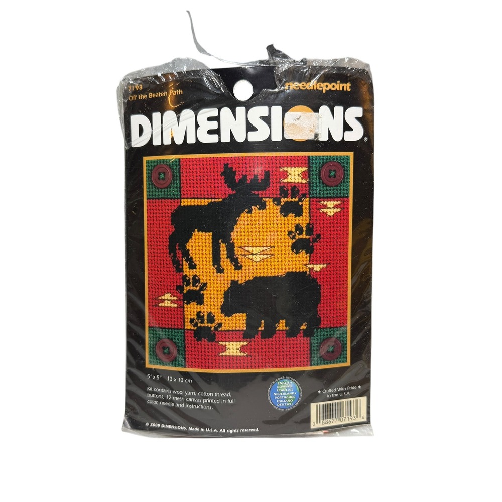 Dimensions Needlepoint Kit 7193 Off the Beaten Path Moose Bear Paw Prints
